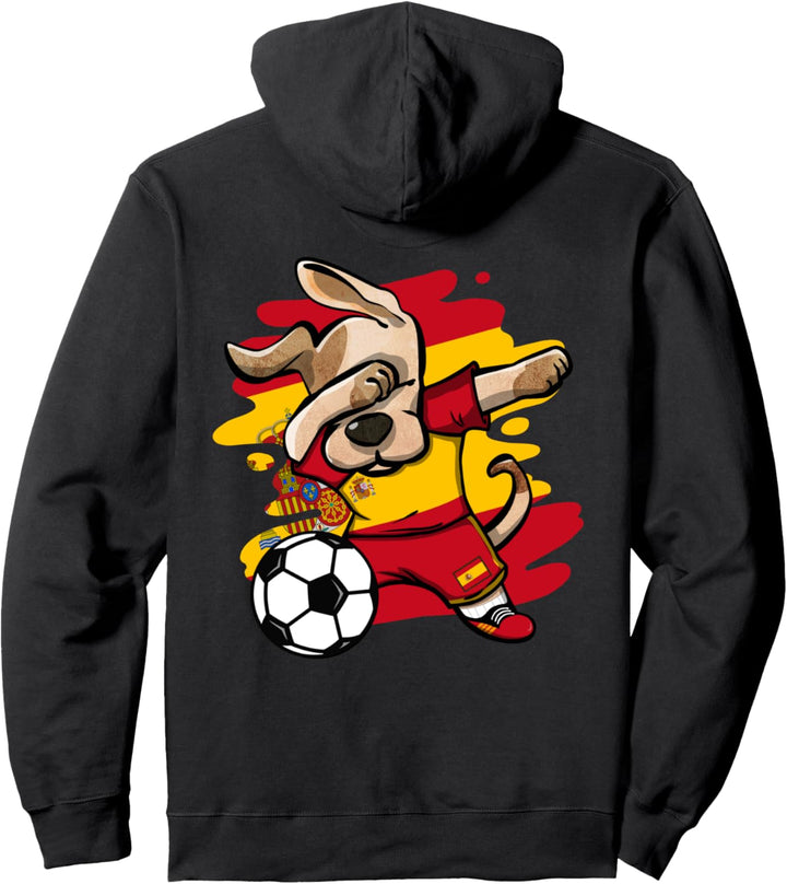 Dabbing Hund Spanien Fussball Mannschaft Spanische Flagge Pullover Hoodie