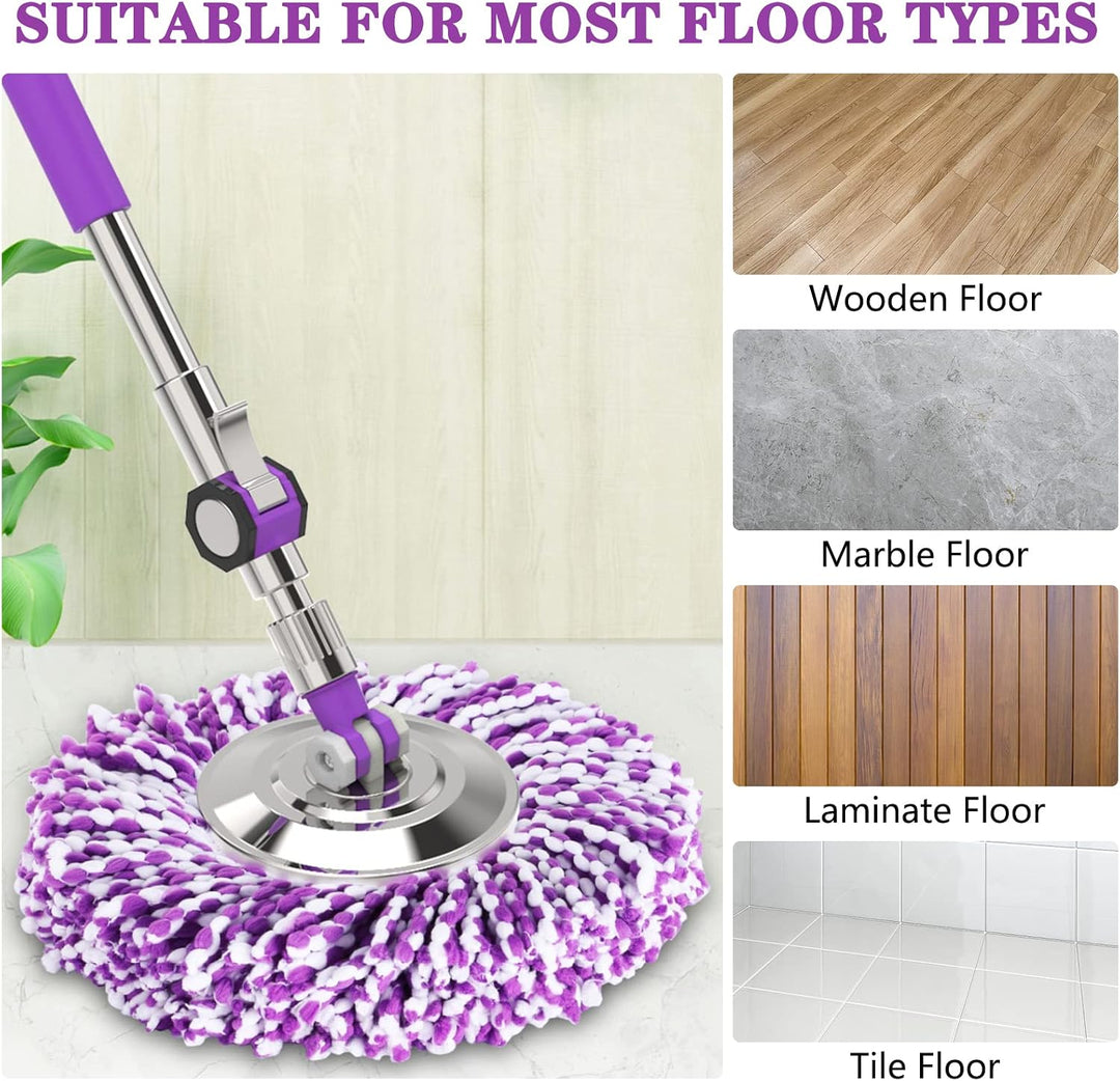 4 Stück Drehmoppköpfe, Spin Mop Ersatzkopf Nachfüllpackungen, Mikrofaser Spin Mop Ersatzkopf Einfach