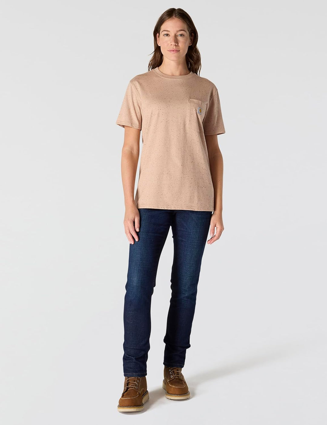 Carhartt Bekleidung Logo T-Shirt grün XS Helles Taupe Nep, XS Helles Taupe Nep