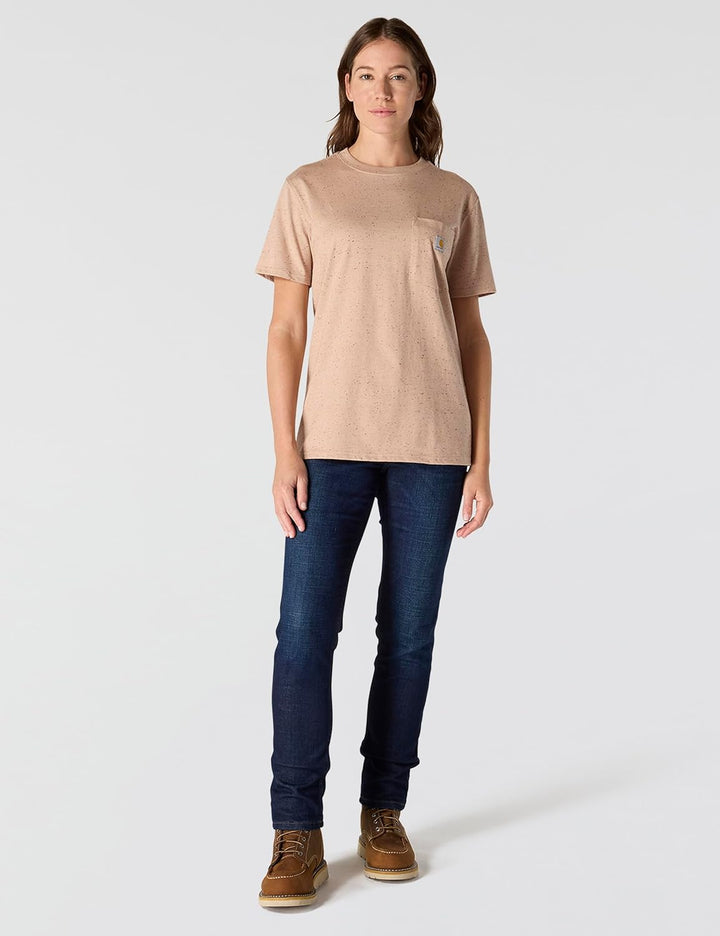 Carhartt Bekleidung Logo T-Shirt grün XS Helles Taupe Nep, XS Helles Taupe Nep
