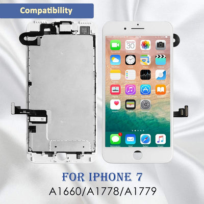Yodoit Komplett Display für iPhone 7 LCD Bildschirm vormontiert weiss, Digitizer Montage Glas Touchs