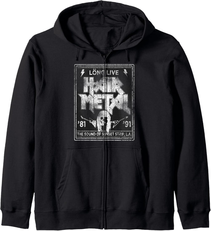 Long Live Hair Metal Rock 'n' Roll Fächer Kapuzenjacke