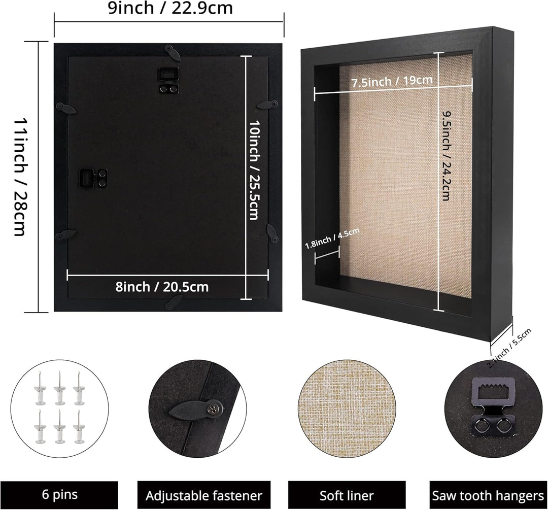 GraduatePro 3D bilderrahmen 23x28 zum befüllen schaukasten Wand für Schwarz Objektrahmen Hochzeit Bo