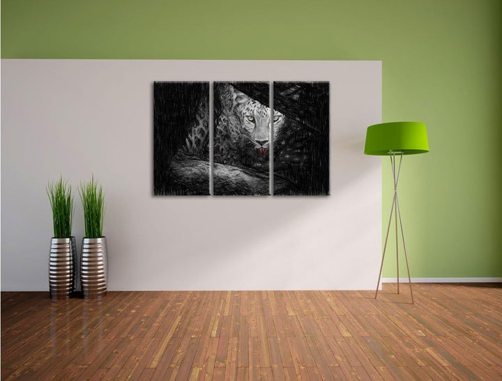 Pixxprint Neugieriger Gepard als Leinwandbild/Grösse: 3 Teilig (120x80) cm/Wandbild/Kunstdruck/ferti