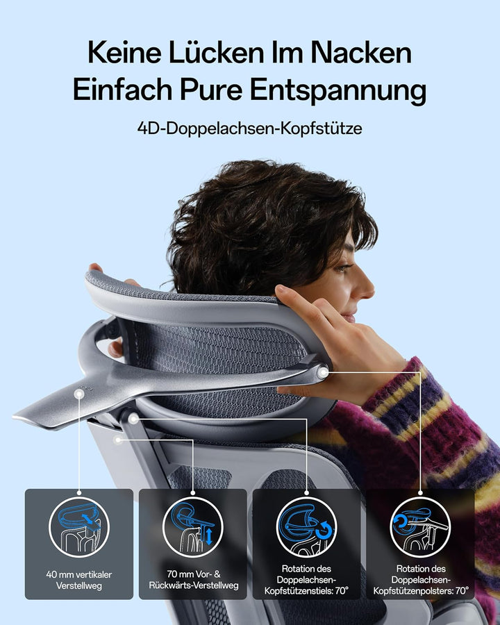 Hbada E3 Pro Edition 2026 Ergonomischer Bürostuhl, Netzstuhl mit Schwebender 3-Zonen-Lendenwirbelstü