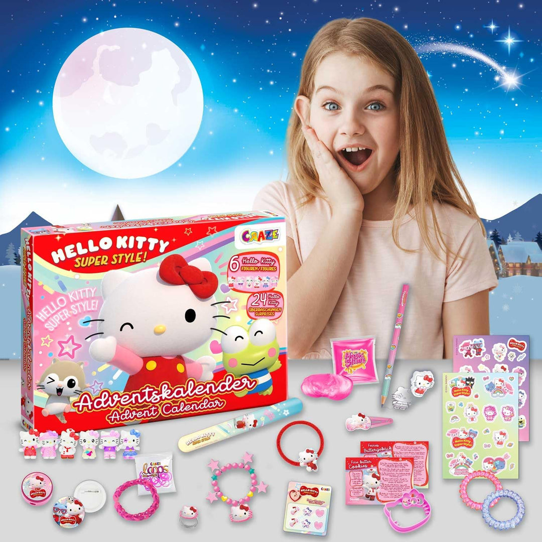 CRAZE Hello Kitty Adventskalender Kinder Spielzeug Adventskalender für Mädchen mit Hello Kitty Spiel