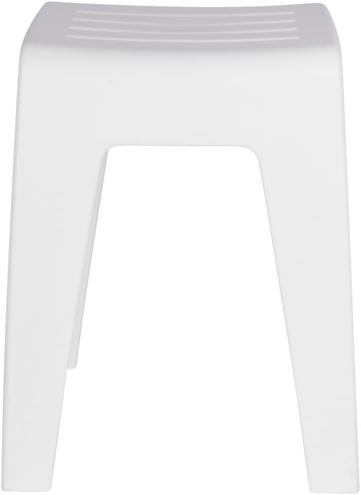 WENKO Badhocker Kumba Weiss - Hocker, Sitzhocker, Wohnhocker, Polypropylen, 38 x 47 x 32 cm, Weiss,