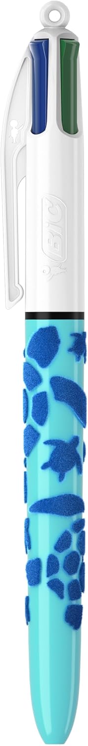 BIC 4 Farben Kugelschreiber Set 4 Colours Velours, in Meeresmotiven, 6er Pack, Ideal für das Büro, d