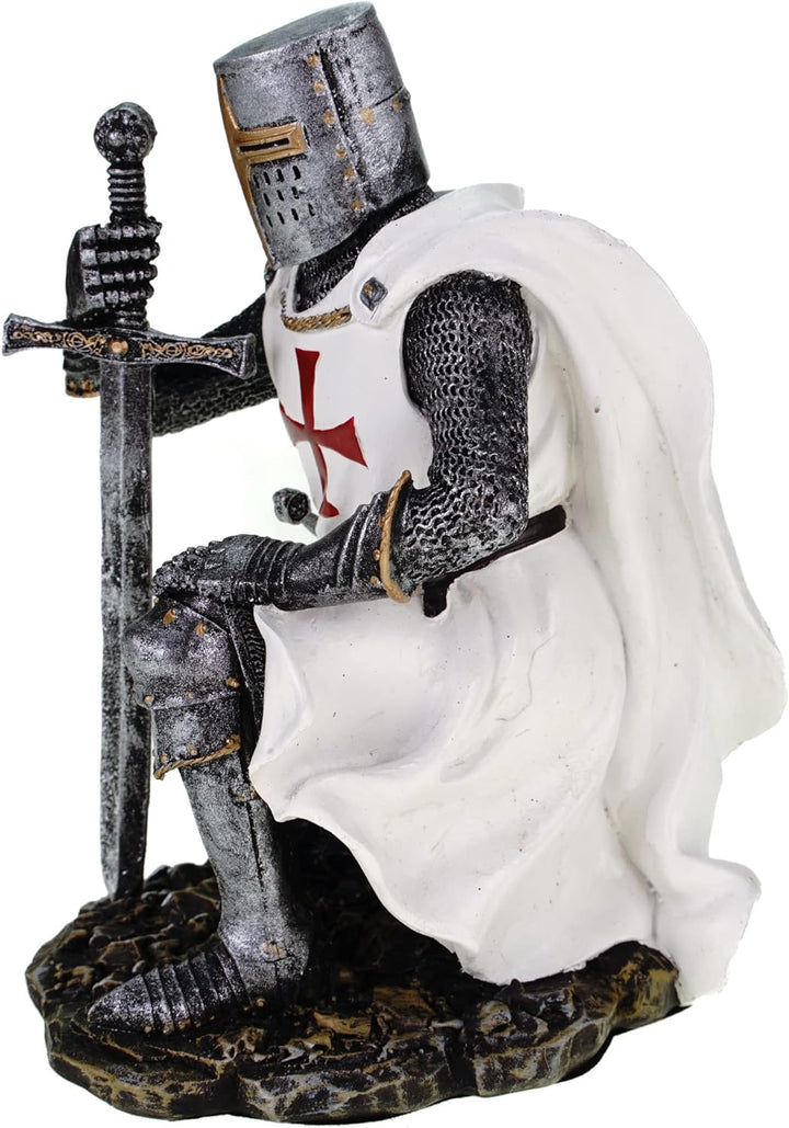 Tempelritter knieend 17 cm Figur Templer Ritter Templerkreuz Deko Skulptur