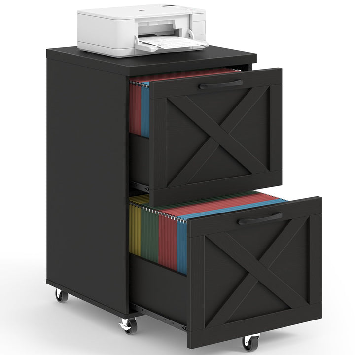 BonVache Rollcontainer, Aktenschrank mit 2 Schubladen und Rollen, Vertikaler Schubladenschrank im Ba