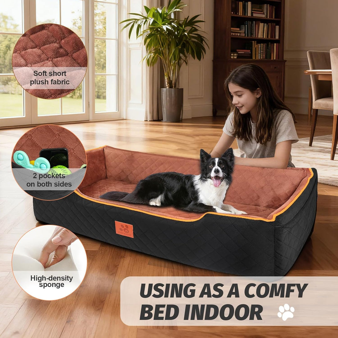 Grosse Hundesitzbank für Hunde unter 100 Pfund, Fully Detachable & Washable with Thick Cushion (schw