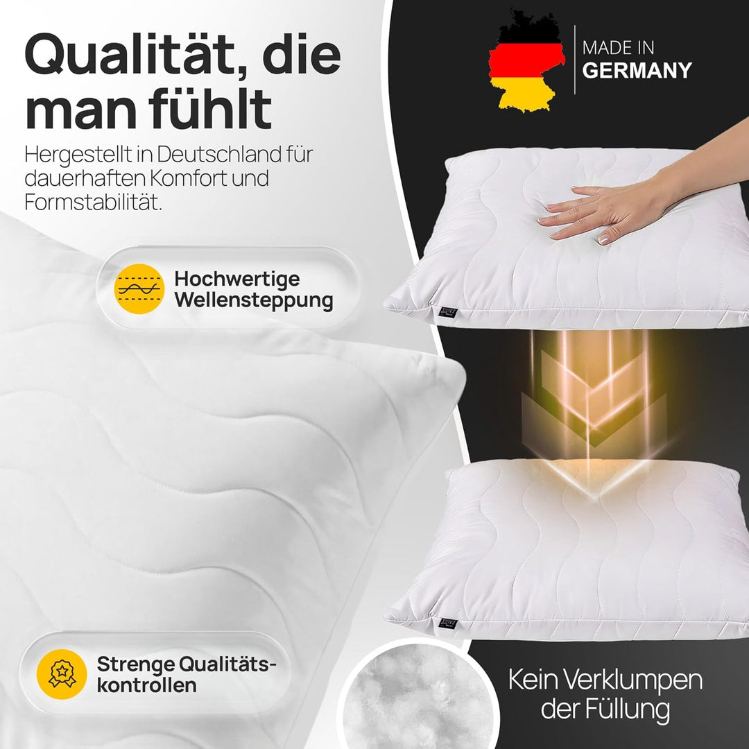 LILENO HOME Kopfkissen 50x50 cm [2er Set] als Kissen-Füllung - Bett oder Deko Kissen mit Reissversch