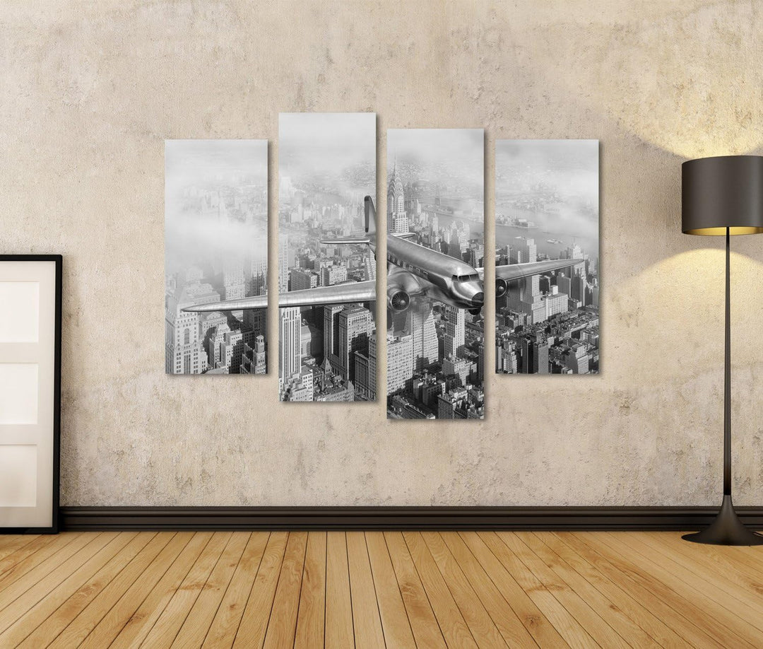 islandburner Bild auf Leinwand Vintage Bild Von Einer Douglas Dc Über New York City Wandbild Poster