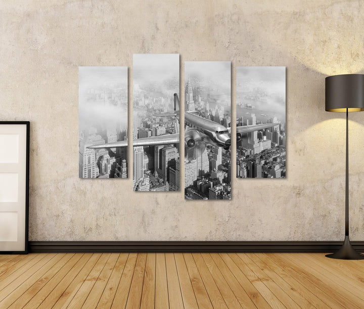 islandburner Bild auf Leinwand Vintage Bild Von Einer Douglas Dc Über New York City Wandbild Poster