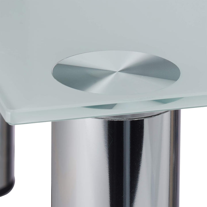 Relaxdays, weiss/Silber TV-Tisch Glas, verchromte Metallbeine, Bildschirmerhöhung, rechteckig, Glasa