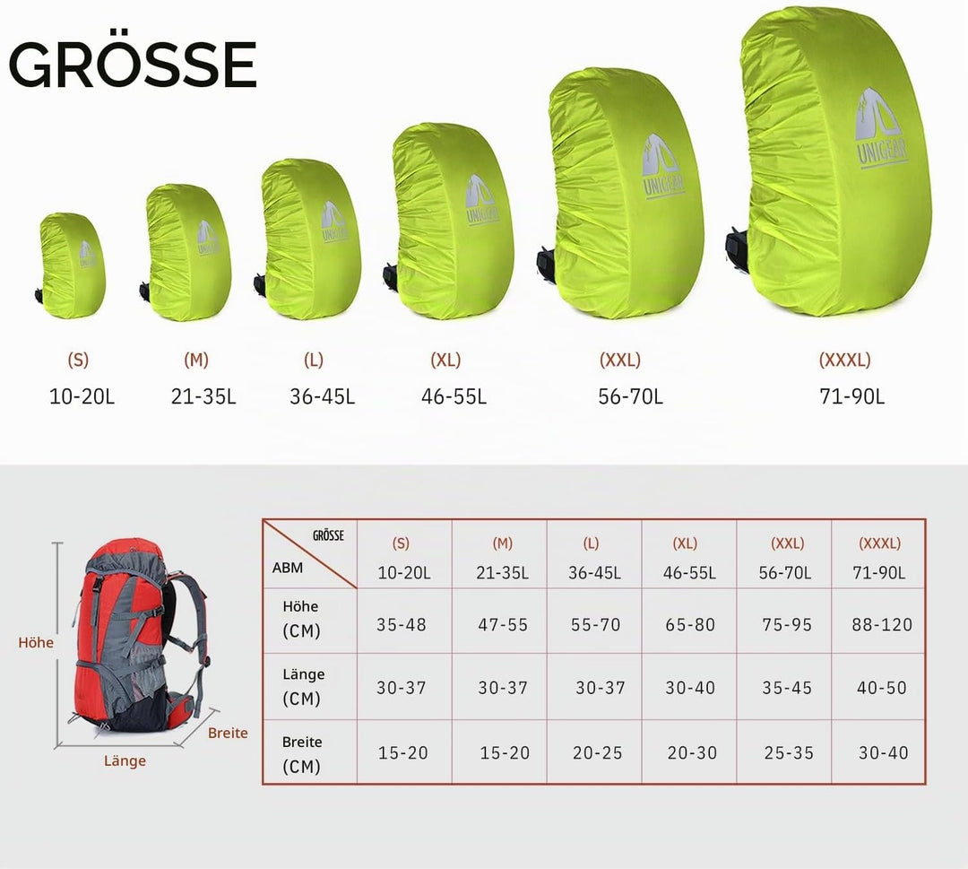 Unigear Regenschutz für Rucksäcke Schulranzen mit Reflektor, wasserdichte Regenhülle Rucksack Cover