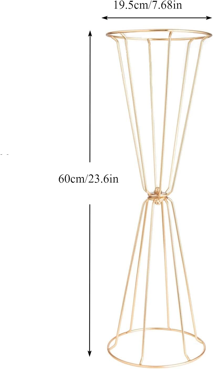Gold Vasen Hochzeit Tafelaufsätze Blumenständer Metall 60cm hoch Trompete Vasen Geometrische Blumens