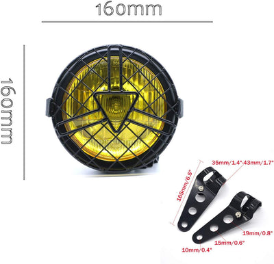 evomosa Universal Motorrad Frontscheinwerfer, 6'' Halogen Scheinwerfer mit Lampenschirmabdeckung Ret