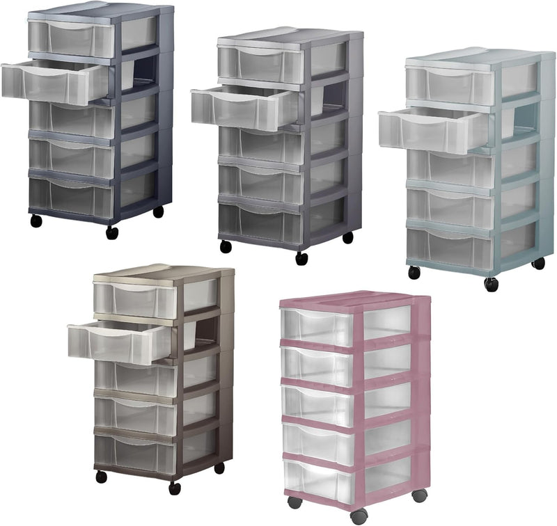 Schubladenschrank mit 5 Schubladen und Rollen Rollwagen Rollcontainer Bürocontainer rollbar Kommode