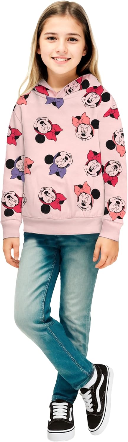Disney Minnie Mouse Hoodie für Mädchen - Kinder Kapuzenpullover Pullover mit Kapuze Sweatshirt Rosa