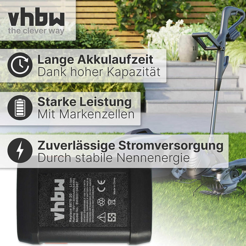 vhbw Akku kompatibel mit Gardena Turbotrimmer AccuCut 400 Li (8840-20), AccuCut 450 Li (8841-20) Ras