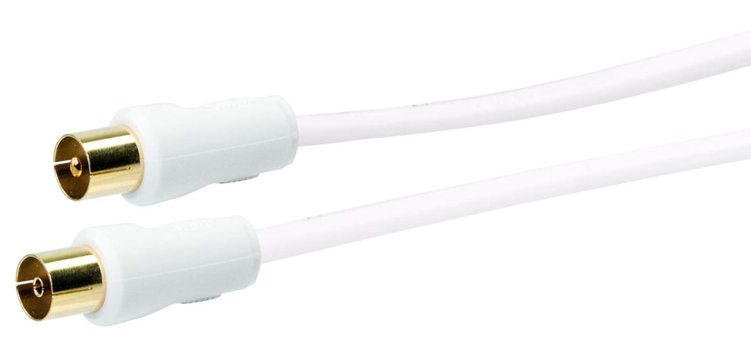 SCHWAIGER Antennen Anschlusskabel 90 dB, 5,0m, weiss, IEC Stecker > IEC Buchse, 2-fach Schirmung, 75