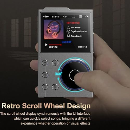 HiFi-MP3-Player mit Bluetooth, Verlustfreier DSD-hochauflösender Digitaler Audio-Musik-Player, Tragb