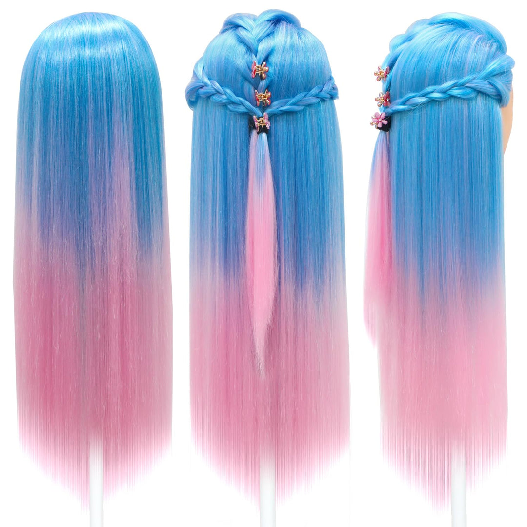 Trainingsköpfe, 28 inch Übungskopf Frisierkopf Friseur 100% Synthetikfaser-Haar Styling Kopf Frisier