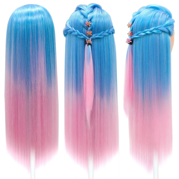 Trainingsköpfe, 28 inch Übungskopf Frisierkopf Friseur 100% Synthetikfaser-Haar Styling Kopf Frisier