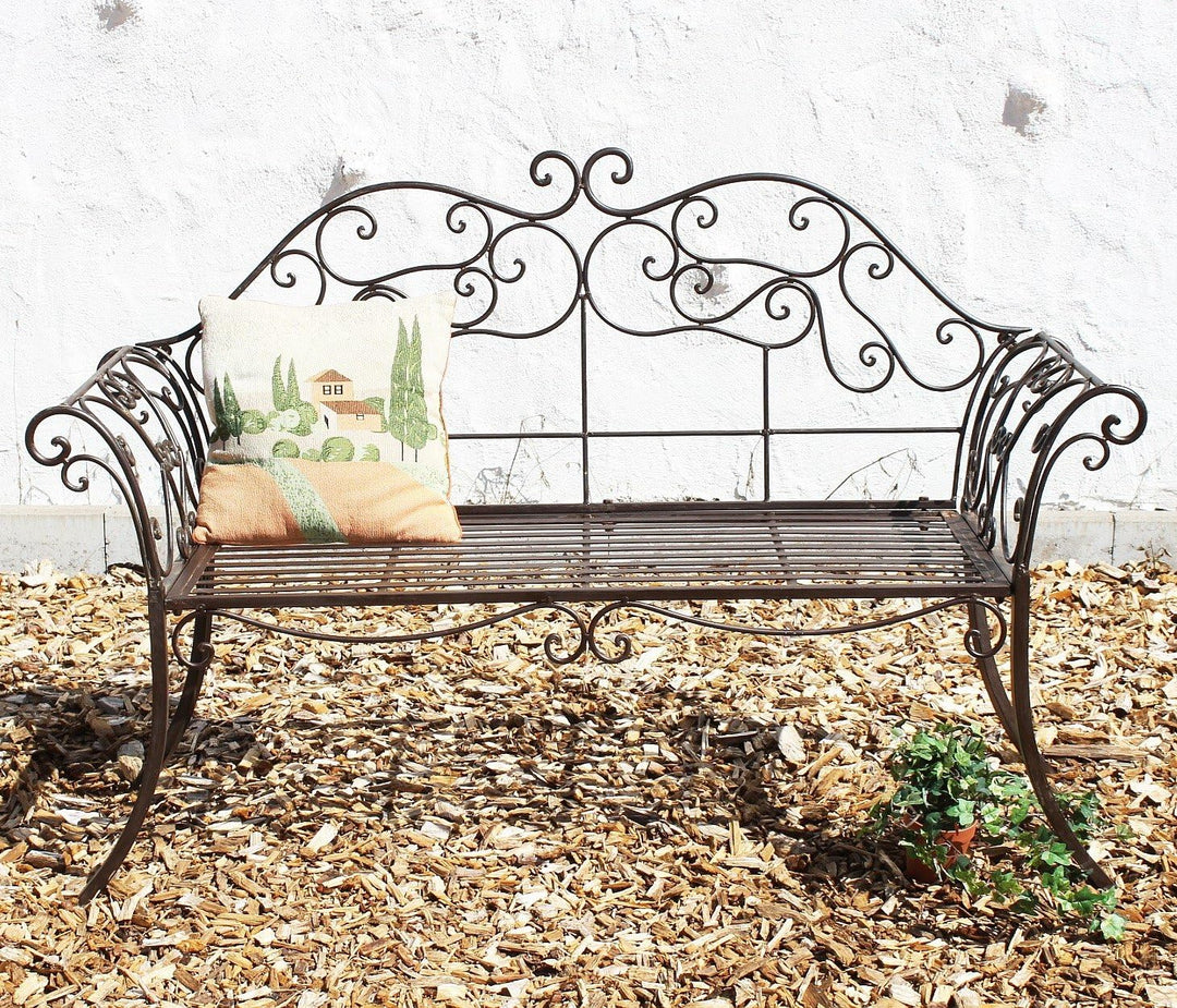 DanDiBo Gartenbank Metall Braun Wetterfest 146 cm 2 Sitzer Parkbank 111183 Antik Eisen Sitzbank Gart