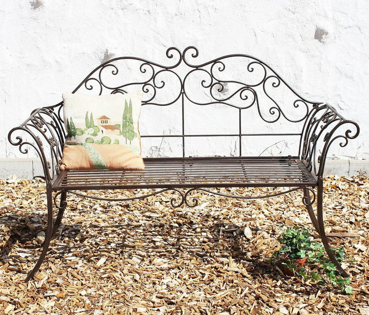 DanDiBo Gartenbank Metall Braun Wetterfest 146 cm 2 Sitzer Parkbank 111183 Antik Eisen Sitzbank Gart