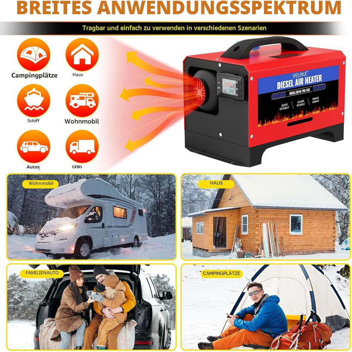VELPAX Luft Dieselheizung Standheizung,8 kW 12 V Diesel Luftheizung All in One,LCD-Schalterdisplay 1