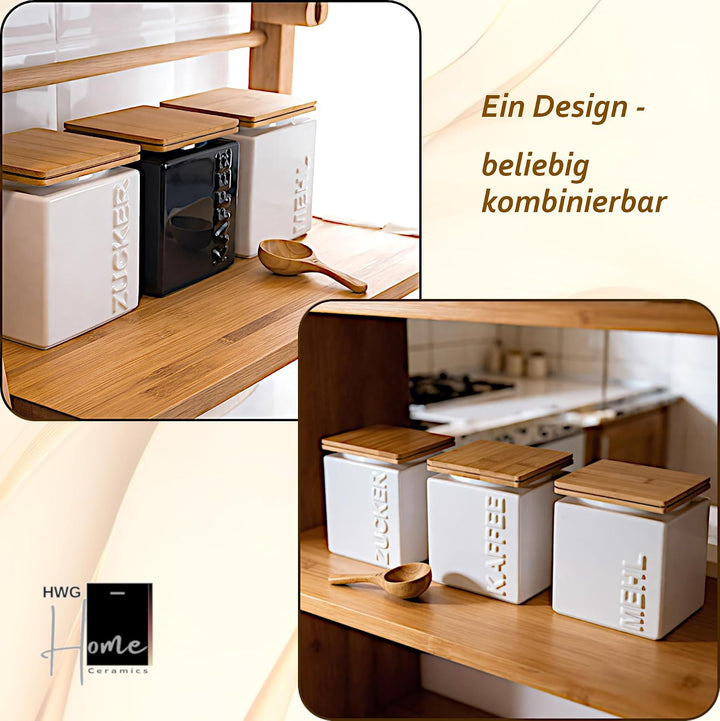 HWG-Home® - Mehl Aufbewahrung Luftdicht 1kg - für lange Haltbarkeit - Design Mehlbehälter und Vorrat