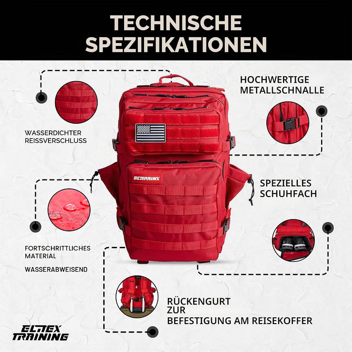 ELITRAINX ELITEX TRAINING Militär-Rucksack, 45 l, wasserdicht, Sport, Flugzeugkabine, CrossTraining,