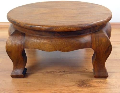 livasia Runder Opiumtisch, Beistelltisch aus Massivholz, Couchtisch, Nachttisch Braun 50cm, Braun 50