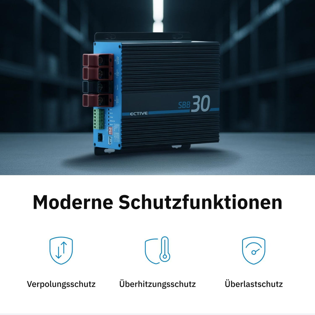 ECTIVE SBB 30 Solar-Ladebooster 30A 12V auf 12V 250Wp mit MPPT, Auto, Van 30A SBB, 30A SBB