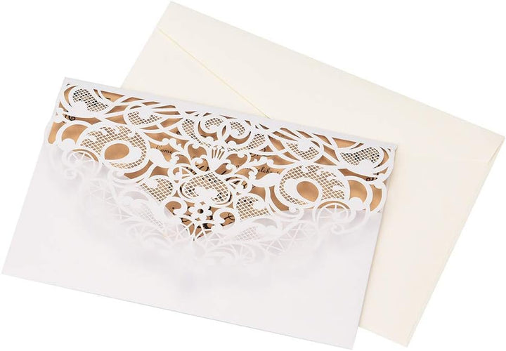 CYSKY Hochzeit Einladungskarte 50 Pack Laser Cut Rechteck Einladungen Kit mit leerem bedruckbarem Pa