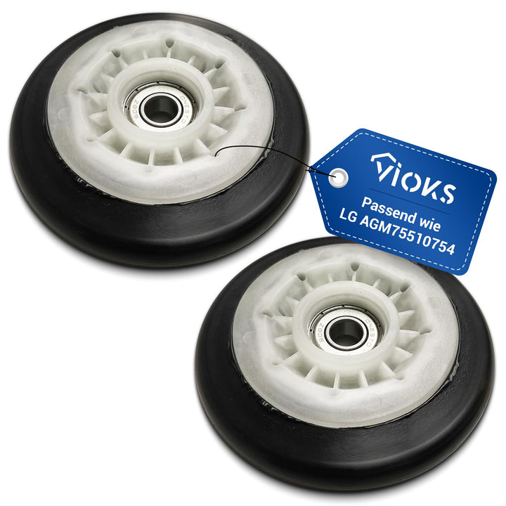 VIOKS 2x Laufrolle für Trommel Ersatz für LG AGM75510754 Trommelrad Trommelrolle Rad mit innenliegen