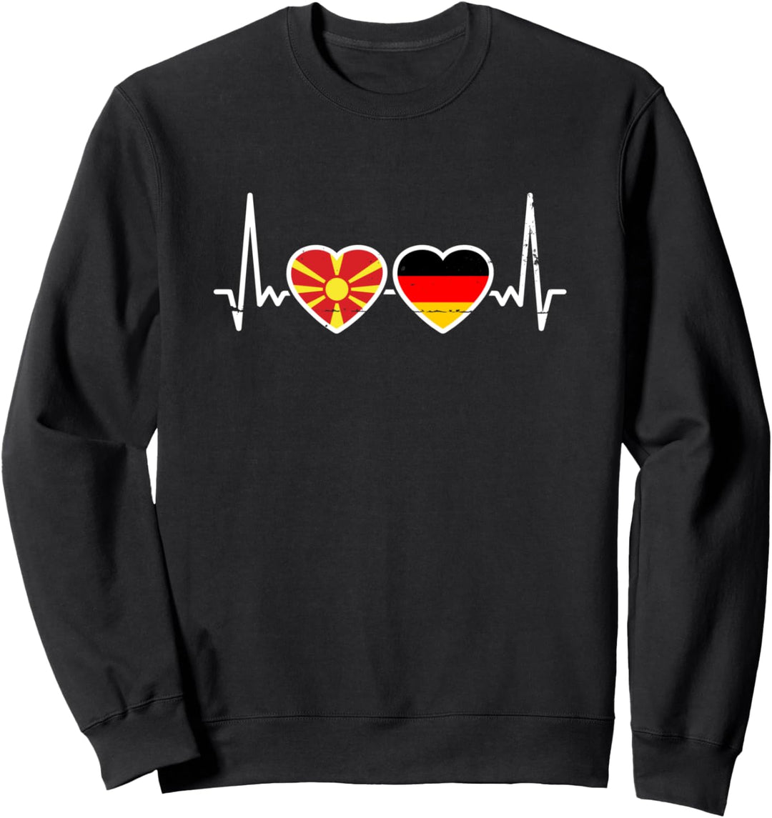 Nordmazedonien Deutschland Herzschlag Flagge Nordmazedonier Sweatshirt