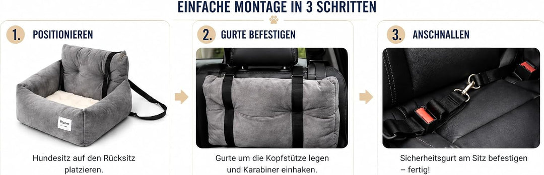 Hunde Autositz Hundesitz für kleine bis mittlere Hunde, Waschbarer Ansteckbare Leine verdickter Memo