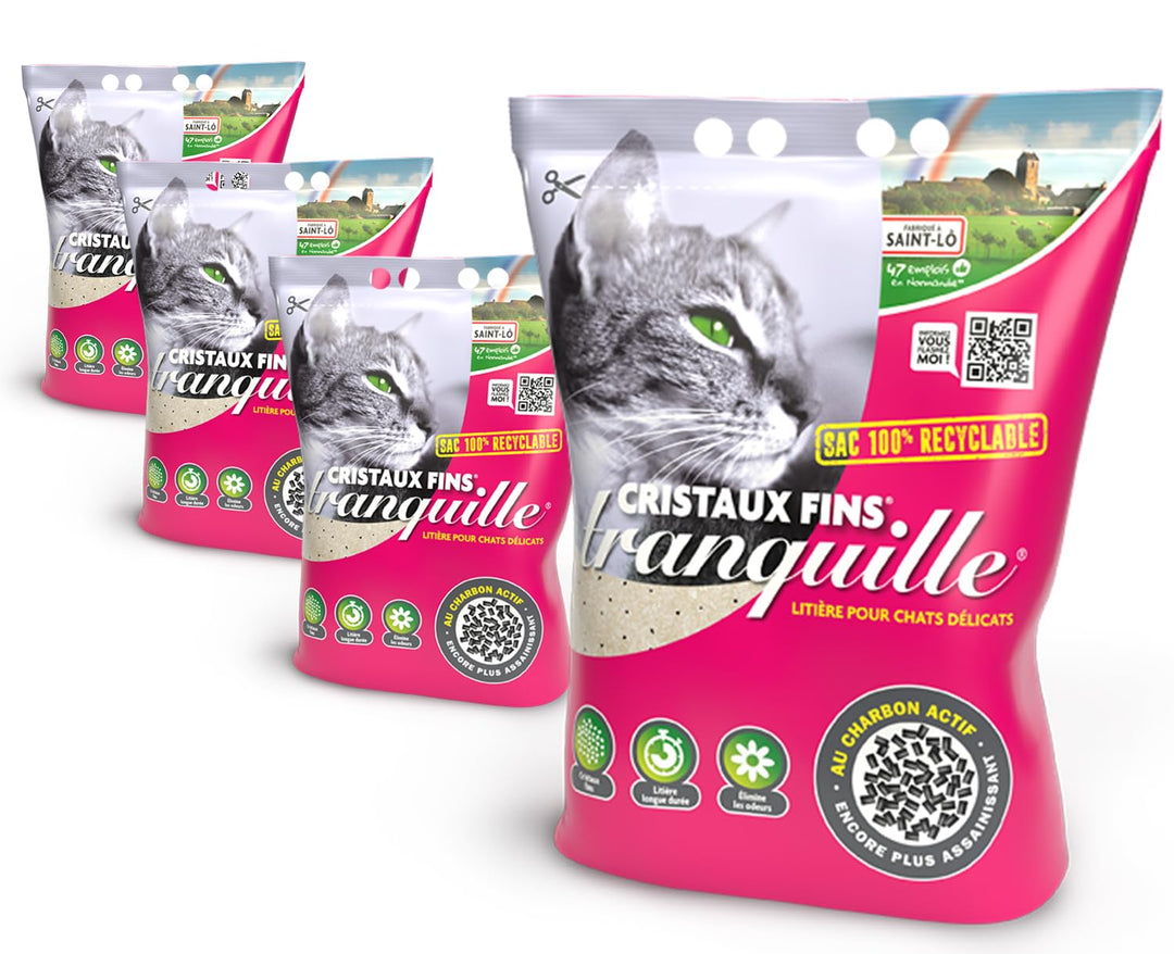 TRANQUILLE - Katzentoilette Silizium mit feinen Kristallen + Aktivkohle – Ultra saugfähig & geruchsh