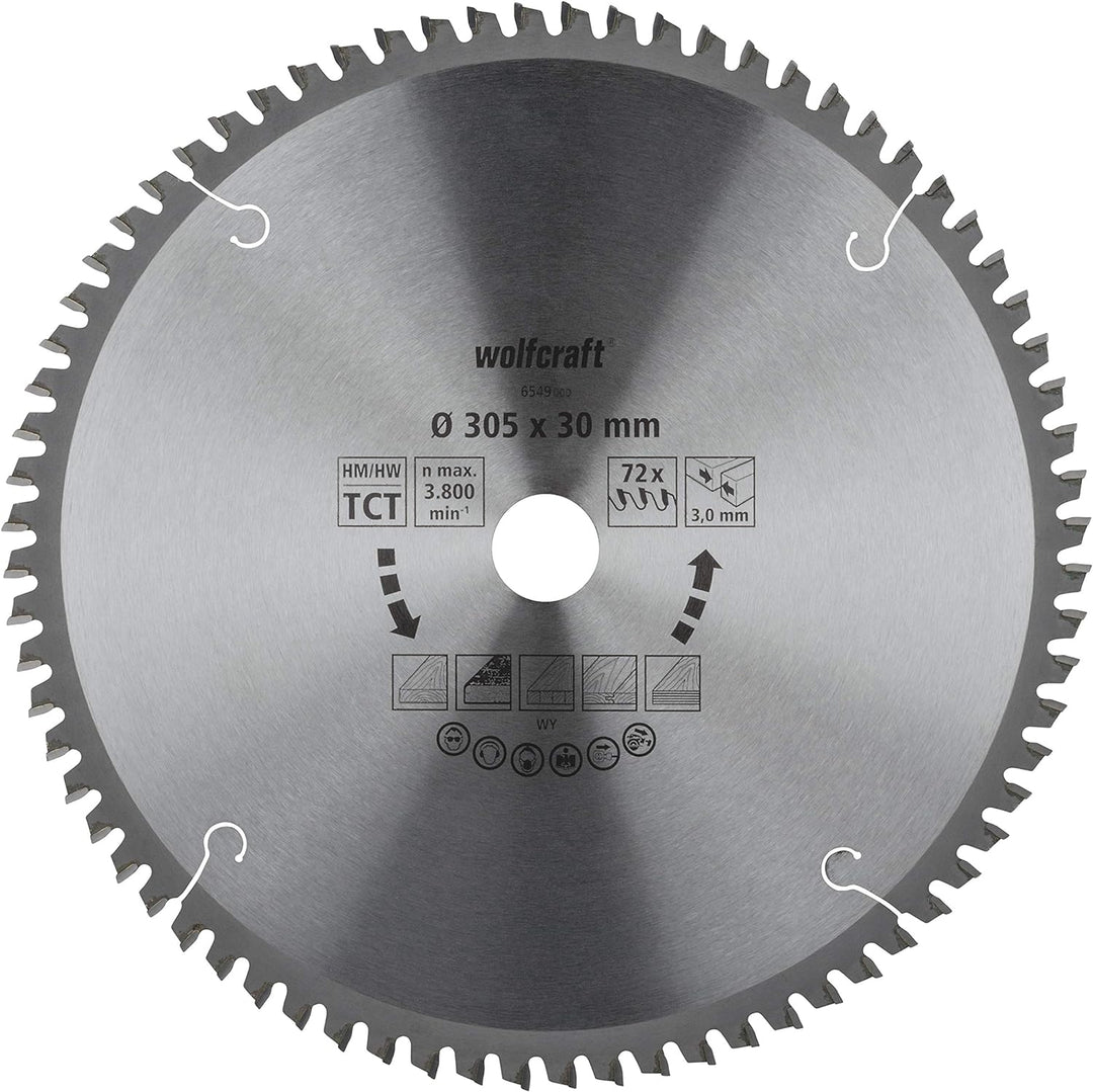 wolfcraft 6549000 Kapp- und Gehrungssägeblatt ø 305 mm - feine, saubere Schnitte