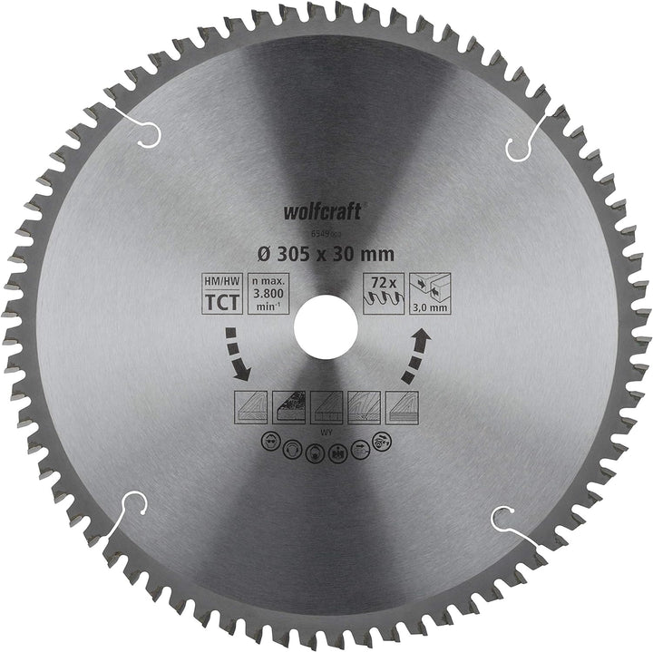wolfcraft 6549000 Kapp- und Gehrungssägeblatt ø 305 mm - feine, saubere Schnitte