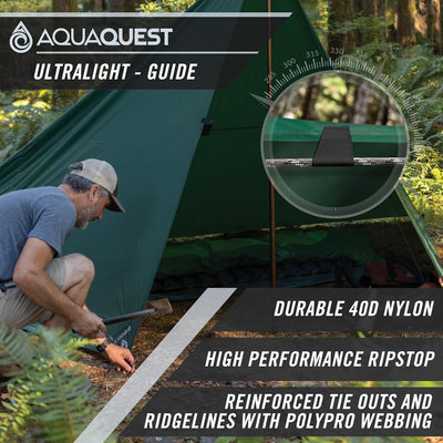 AQUAQUEST Guide wasserdichte Campingplane - Ultraleichter Biwak-Unterschlupf oder Regenschutz - Wand