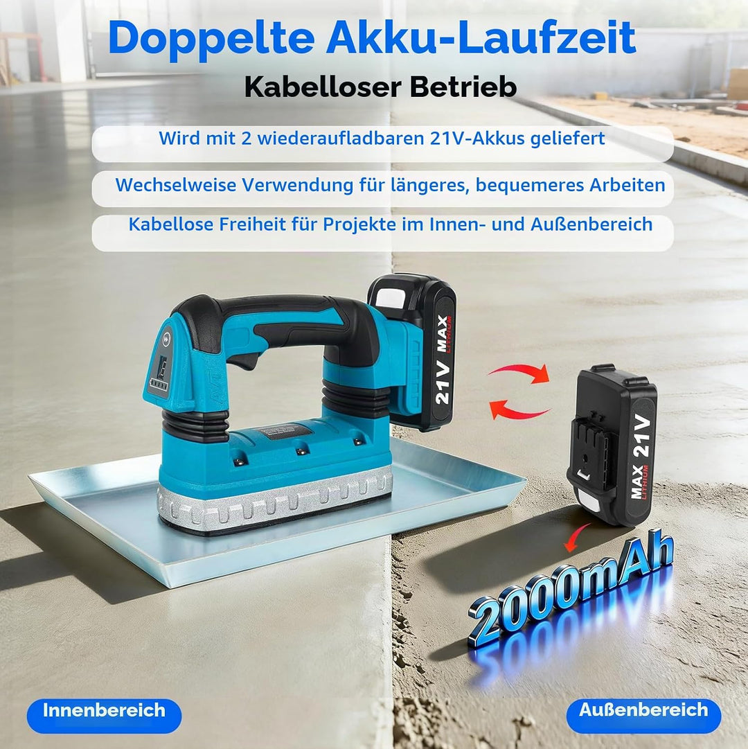 150W Akku-Rüttelplatte Klein, Rüttelplatte Elektrisch, 0-9000 U/min, 6-Stufig Einstellbarer Handstam