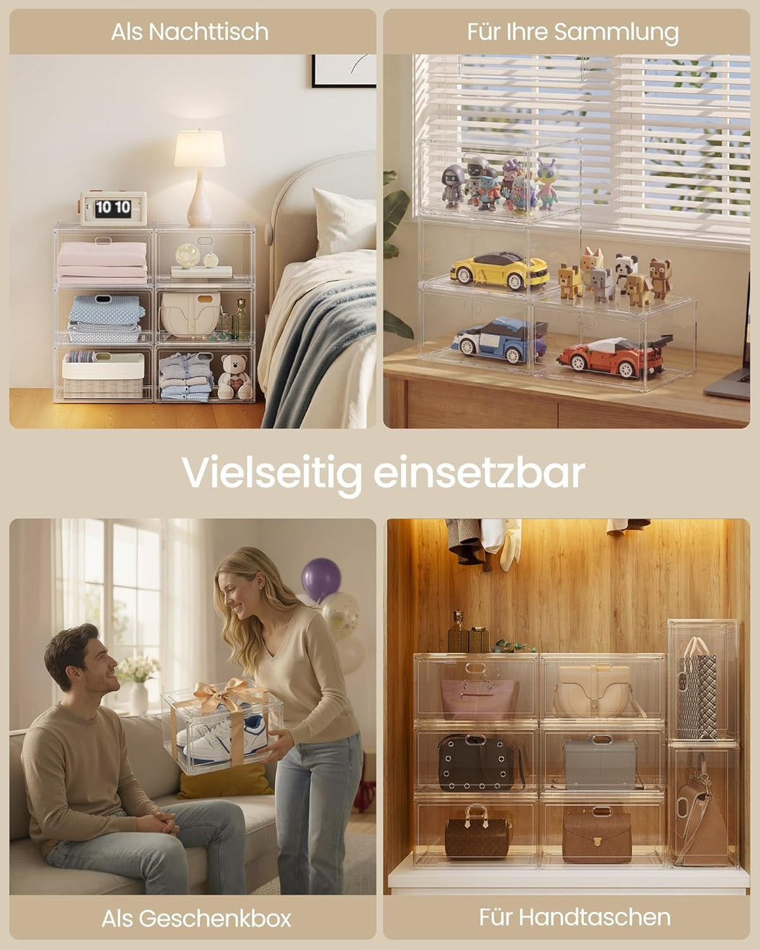 SONGMICS Schuhboxen stapelbar transparent, Schuh-Organizer, Schuhaufbewahrung, für Schuhe bis Grösse