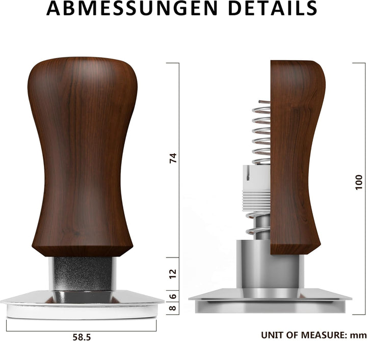 KYONANO Tamper 58,5mm, Kaffee Espresso Tamper, stilvoller Decent Force Tamper, auf 30 lbs Anpressdru
