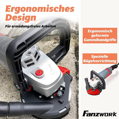 FANZWORK Betonschleifer Betonfräse Set mit Diamantschleiftopf und Absaughaube (1500W/125mm+), 1500W/