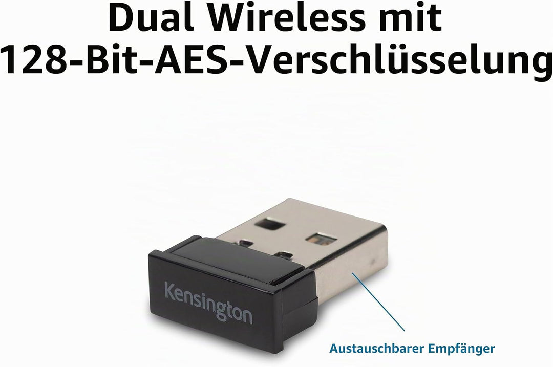 Kensington Kabellose ergonomische Maus, Wireless Pro Fit Ergo Computermaus für Laptop, Desktop, PC u