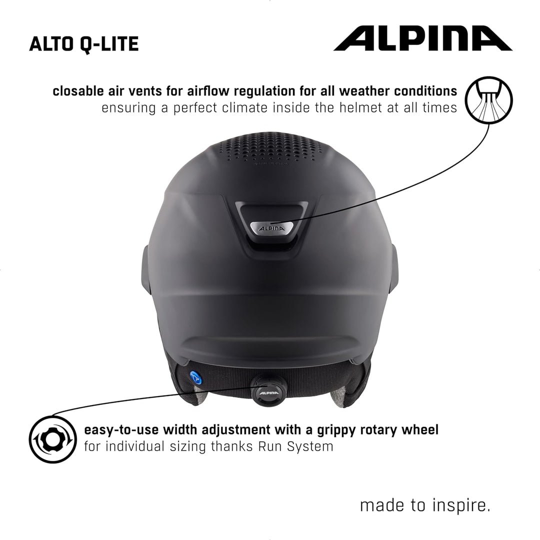 Alpina Unisex-Erwachsene Alto Q-LITE Skihelm, Black matt (Gold Mirror), 59-63